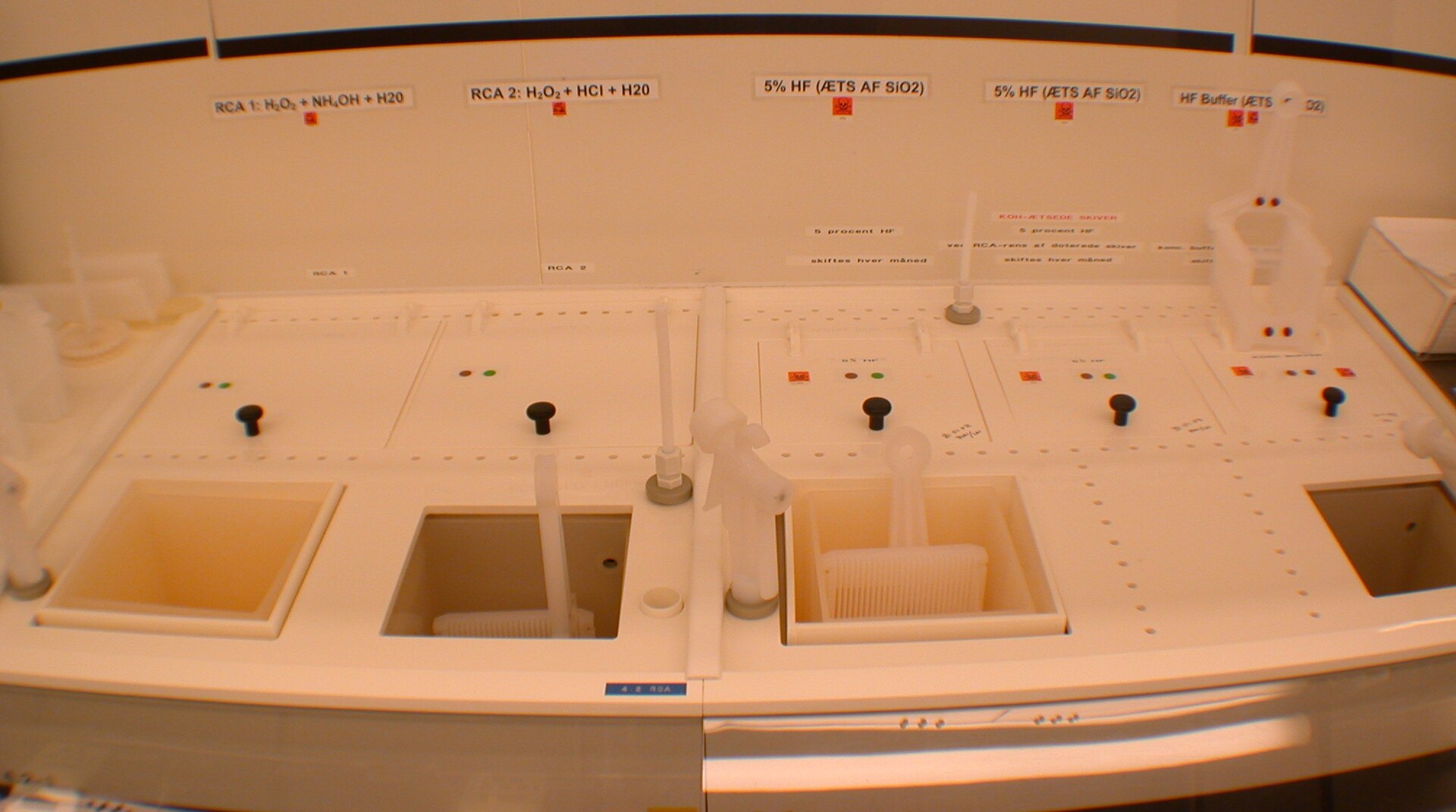 A wet etch bench used in semiconductor processing.